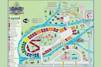 draw campground map, rv park map, parking lot in vector illustrator
