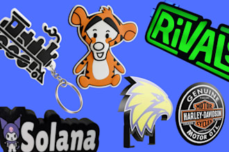 design custom 3d lightbox, 3d sign logo, keychain , text ready for 3d 3mf stl