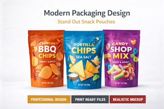 design snacks standup pouch, doypack, mylar bag packaging label