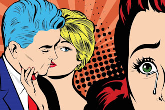 convert your photo into retro comic vintage illustration pop art style