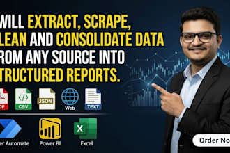 extract, scrape, clean and consolidate data from any source into structured data