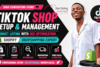 tiktok shop setup, product listing with seo optimization, shopify dropshippping