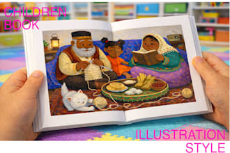 create childrens book illustrations in pastel style