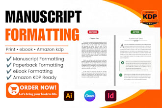 do manuscript, paperback formatting, kindle ebook and ebook formatting