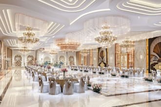 do photorealistic 3d event center, banquet hall and venue designs with lighting