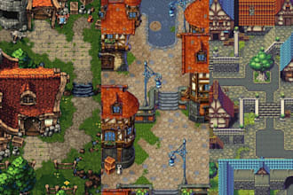 do pixel art topdown tileset tilemap game environment hud props 16bit 32bit