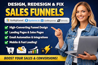 design redesign fix sales funnel on gohighlevel systeme io getresponse simvoly