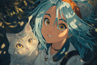 create anime art illustration for profile picture or gift