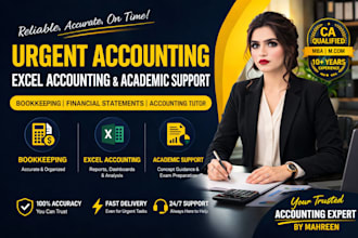 do urgent accounting, excel accounting and academic support