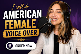 be your female american voice over english voice actor and voice over narration