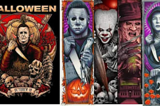 draw 70s 80s horror movie music album cover art mixtape dark art poster design