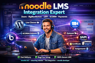 build moodle lms website zoom bigbluebutton xapi wordpress payment gateways