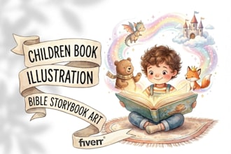 illustrate children picture book and bible storybook with watercolor art