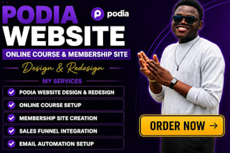 make podia, podia website, online course, teachable, course website