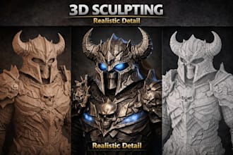 sculpt realistic 3d cosplay armor, helmets, and props