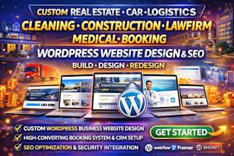 custom real estate car logistics construction wordpress website design redesign
