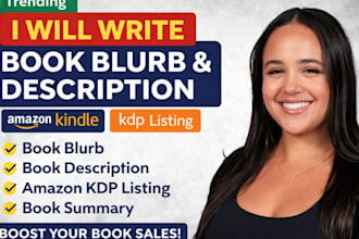 write book blurb, book description, amazon kindle kdp listing and book summary