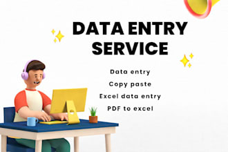 do data entry, copy paste, typing  and excel work