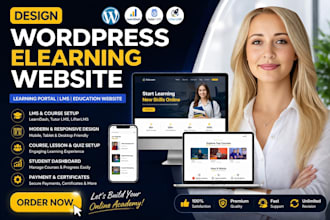 design wordpress elearning website learning portal lms education website