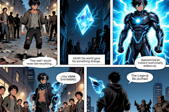 draw comic page illustration, superhero character and custom comic art