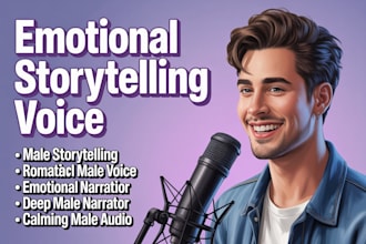 record emotional male storytelling voice, romantic and sfw