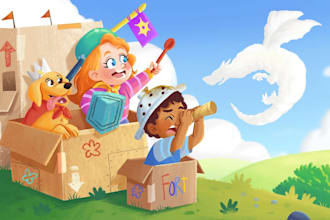draw children story book illustration, water color  illustration