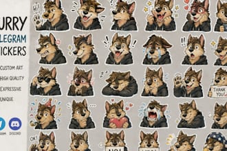 draw furry telegram stickers, discord stickers, furry animated telegram stickers