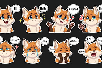 draw furry telegram stickers, discord stickers, furry animated telegram stickers