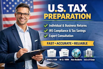 provide professional US tax preparation services, 1040 tax return for irs refund