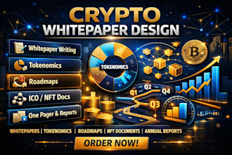 write and design professional crypto whitepaper, roadmap, tokenomics,ico and nft
