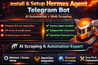 install and setup hermes agent telegram bot openclaw firecrawl ai web scraping