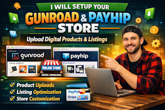 setup gumroad store upload digital product listing payhip online website