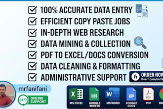 do professional data entry, copy paste and web research
