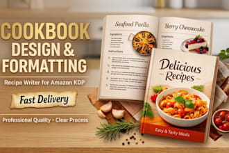 do cookbook manuscript layout and KDP formatting for ebook and paperback