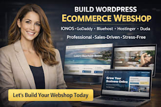 build webshop wordpress ecommerce website ionos godaddy bluehost hostinger duda