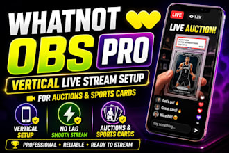 setup professional whatnot obs vertical livestream for auctions and sports cards