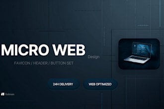 create favicon, header, and button set for brand consistency, micro web design