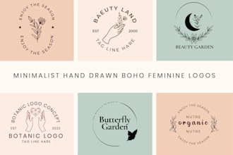 design feminine beauty cosmetic hand drawn boho watercolor floral signature logo