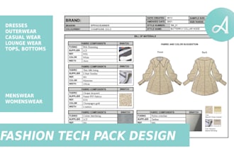 make your professional fashion tech pack for production