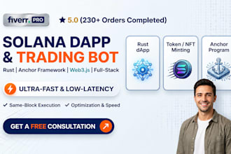 develop solana dapp, trading bot, nft with rust anchor web3