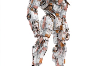 desing a unique mecha robot illustration