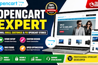 develop customize opencart ecommerce website setup opencart store and fix bugs