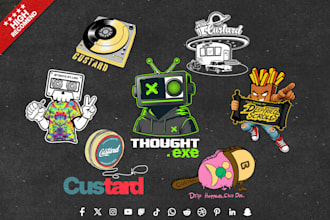 draw content creator logo for youtube channel, podcast, tiktok