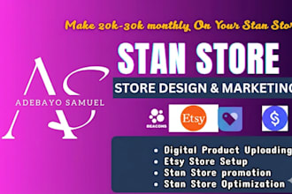do stan store setup, stan store design, and stan store marketing