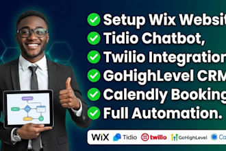 setup wix website tidio chatbot twilio gohighlevel calendly booking automation