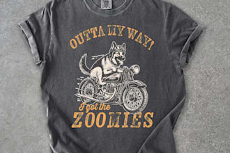 design custom vintage t shirt dog bike pet logo