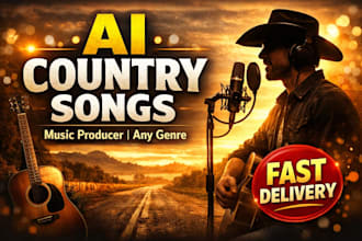 create ai country music songs, music producer for any genre with fast delivery