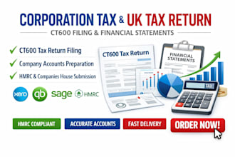 prepare corporation tax and uk tax return ct600 filing financial statements