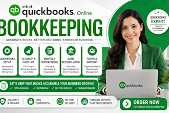 do quickbooks online setup, cleanup, catch up, payroll and monthly bookkeeping