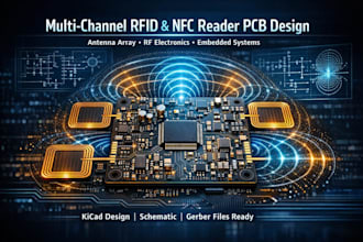 design multi channel rfid nfc pcb, antenna array, esp32 iot uart wifi ble rsp